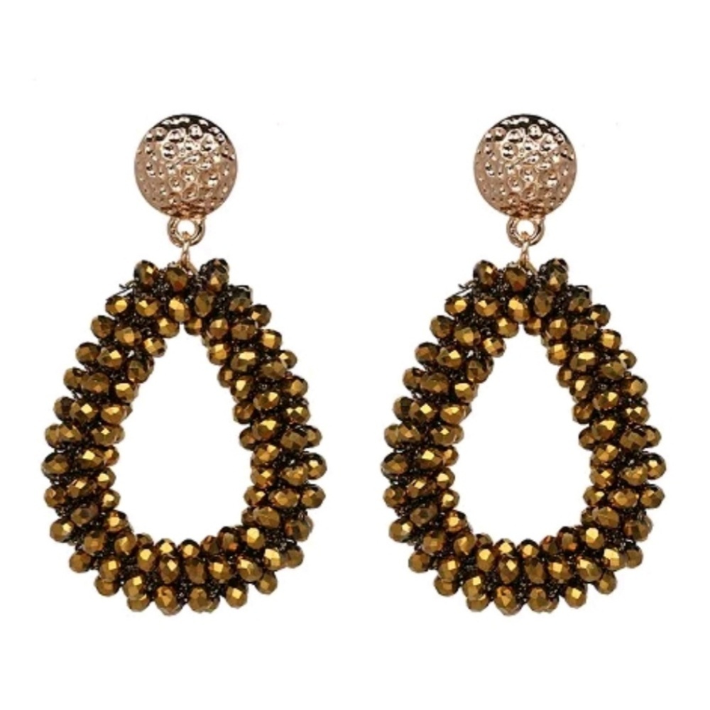 Handmade gold crystal beaded earrings (2 options)